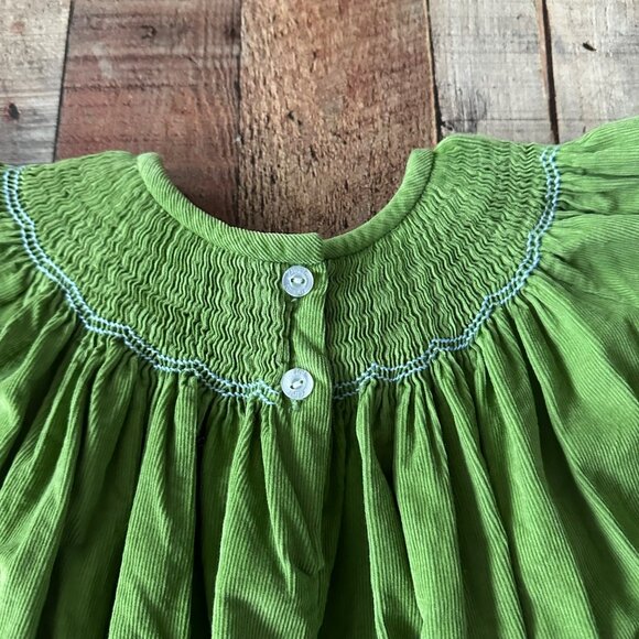 Zuccini Girls Size 4T Smocked Mallard Duck Embroidered Green Corduroy Dress - Picture 9 of 9